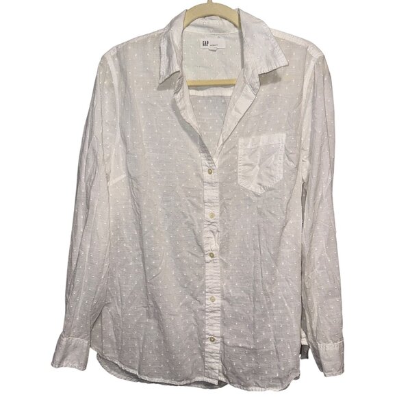 Gap White Button-Up Boyfriend Fit Shirt XL - Picture 1 of 5